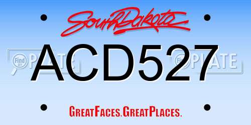 ACD527 South Dakota License Plate