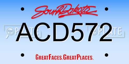 ACD572 South Dakota License Plate