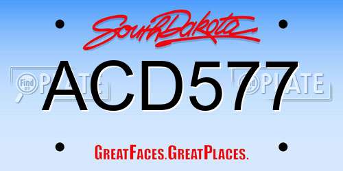 ACD577 South Dakota License Plate