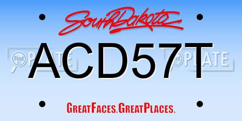 ACD57T South Dakota License Plate