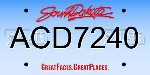 ACD7240 South Dakota License Plate