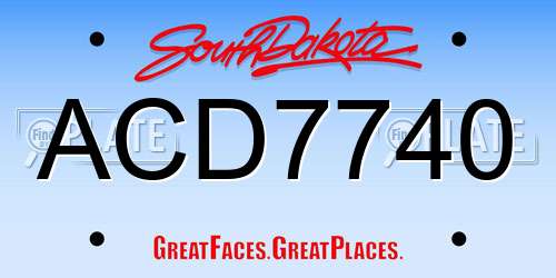 ACD7740 South Dakota License Plate