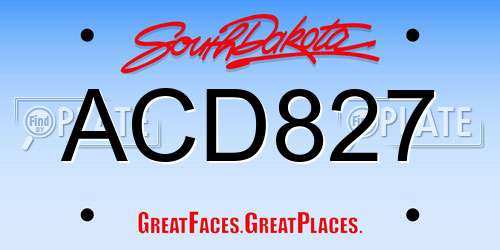 ACD827 South Dakota License Plate