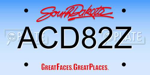 ACD82Z South Dakota License Plate