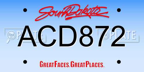 ACD872 South Dakota License Plate