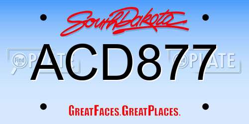 ACD877 South Dakota License Plate