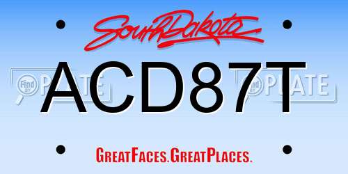 ACD87T South Dakota License Plate