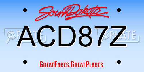 ACD87Z South Dakota License Plate
