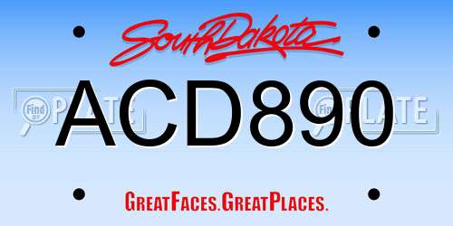 ACD890 South Dakota License Plate