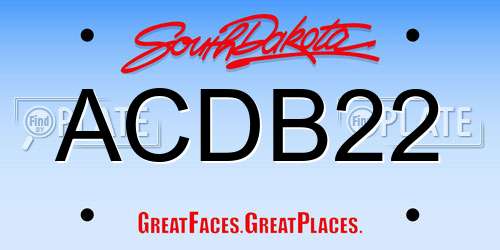 ACDB22 South Dakota License Plate