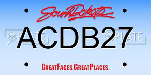 ACDB27 South Dakota License Plate