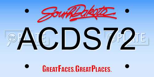 ACDS72 South Dakota License Plate