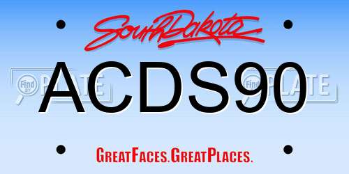 ACDS90 South Dakota License Plate