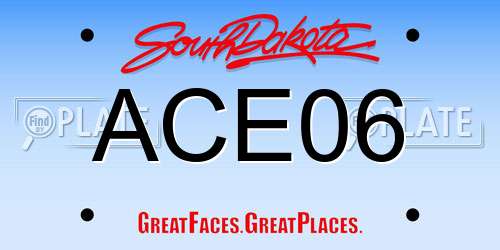 ACE06 South Dakota License Plate