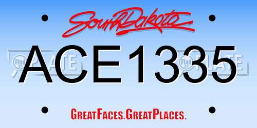 ACE1335 South Dakota License Plate
