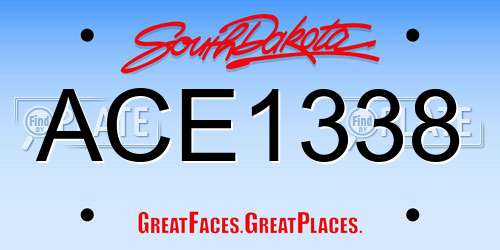 ACE1338 South Dakota License Plate
