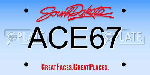 ACE67 South Dakota License Plate