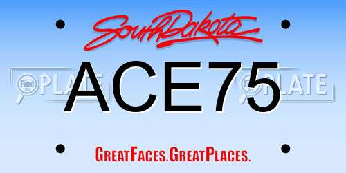 ACE75 South Dakota License Plate