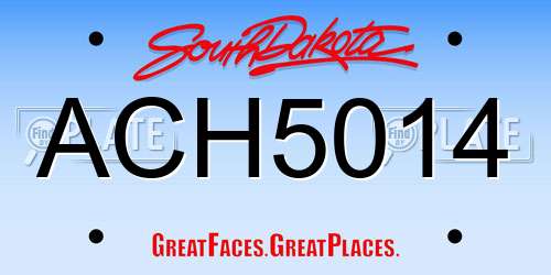 ACH5014 South Dakota License Plate