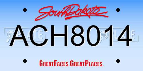 ACH8014 South Dakota License Plate