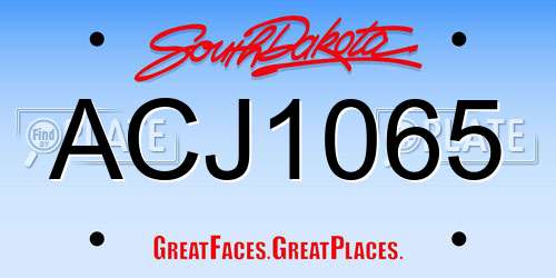 ACJ1065 South Dakota License Plate