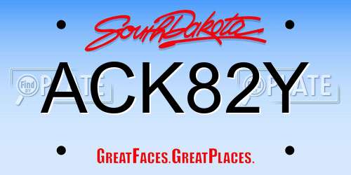 ACK82Y South Dakota License Plate