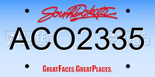ACO2335 South Dakota License Plate