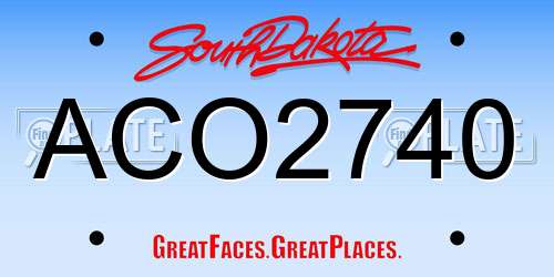 ACO2740 South Dakota License Plate