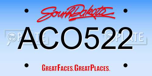 ACO522 South Dakota License Plate