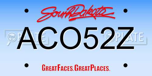 ACO52Z South Dakota License Plate