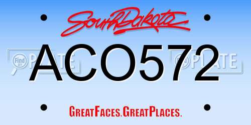 ACO572 South Dakota License Plate
