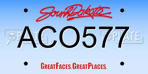 ACO577 South Dakota License Plate