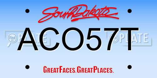 ACO57T South Dakota License Plate