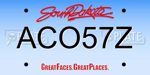 ACO57Z South Dakota License Plate