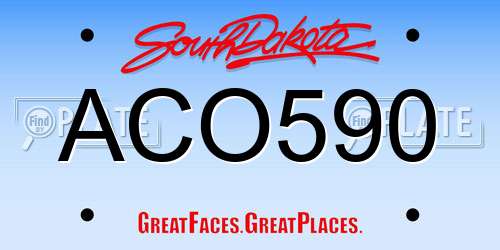 ACO590 South Dakota License Plate