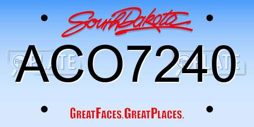 ACO7240 South Dakota License Plate