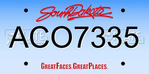 ACO7335 South Dakota License Plate