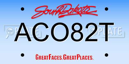 ACO82T South Dakota License Plate