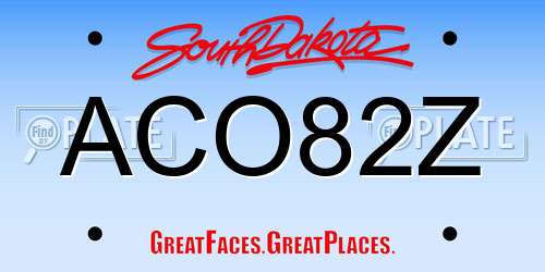 ACO82Z South Dakota License Plate
