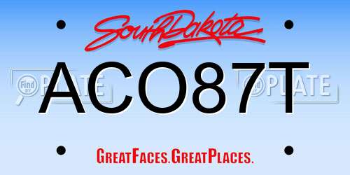 ACO87T South Dakota License Plate