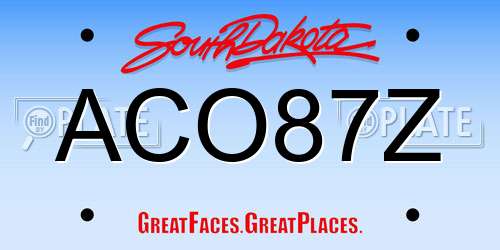 ACO87Z South Dakota License Plate