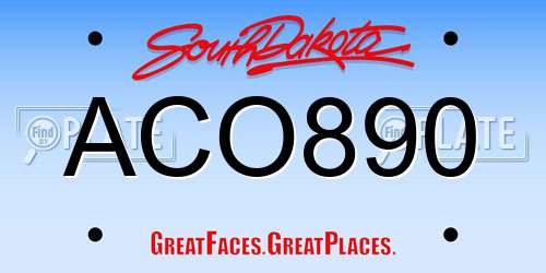 ACO890 South Dakota License Plate