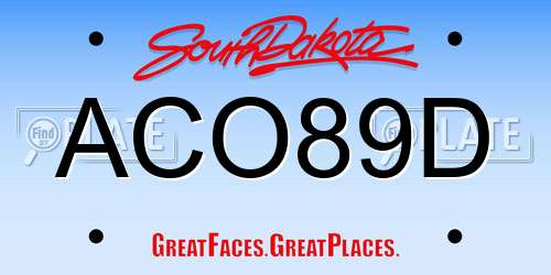 ACO89D South Dakota License Plate