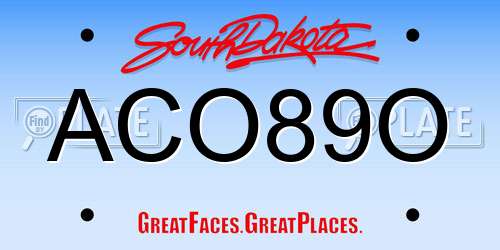 ACO89O South Dakota License Plate