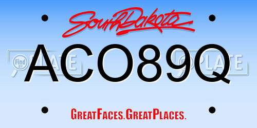 ACO89Q South Dakota License Plate