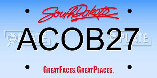 ACOB27 South Dakota License Plate