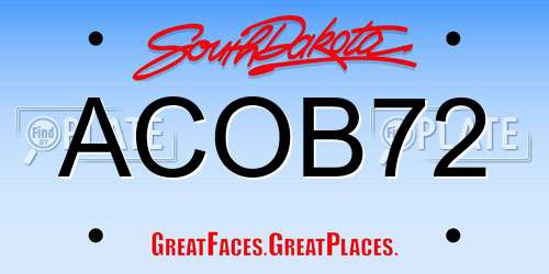 ACOB72 South Dakota License Plate