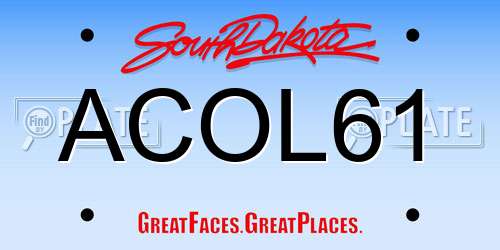ACOL61 South Dakota License Plate