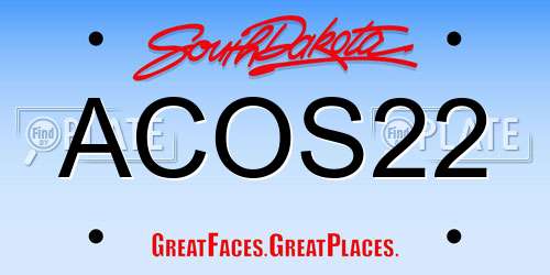 ACOS22 South Dakota License Plate