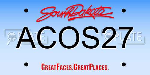ACOS27 South Dakota License Plate